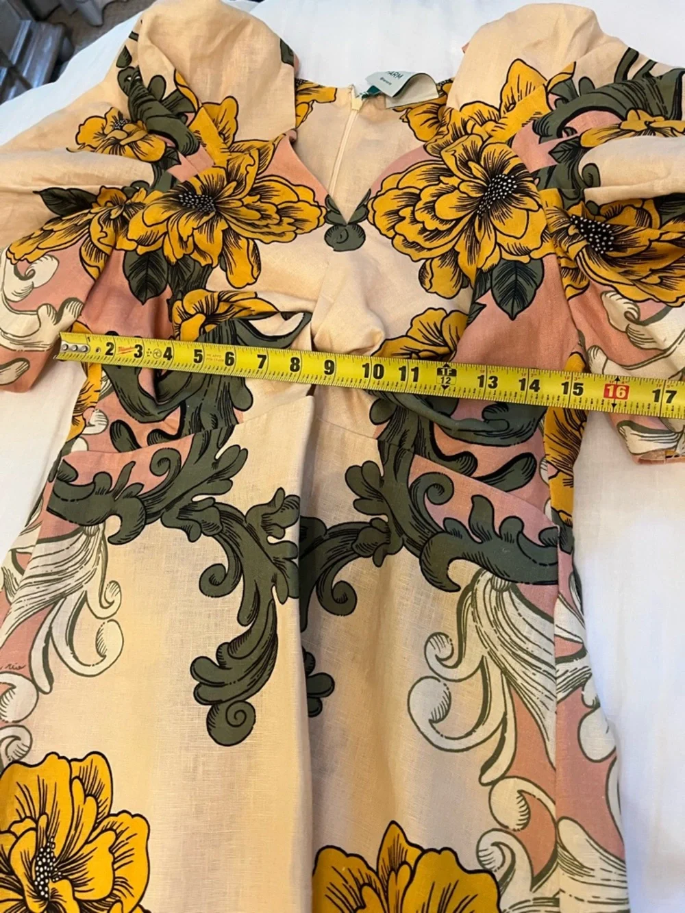 NWT FARM Rio Linen Floral Midi Dress - Picture 8 of 8